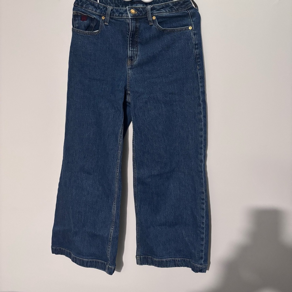 Tommy Hilfiger Classic Blue Jeans Mid Rise Denim Relaxed Fit Wide Leg Jeans